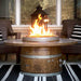 wine barrel dude coffee table wooden gas fire pit table on a patio