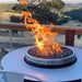 Wine Barrel Dude Custom Height Gas Fire Pit Table with tall, orange flames