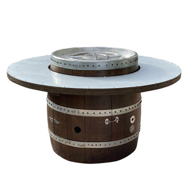 Wine Barrel Custom Height Full Barrel 46-Inch Wooden Gas Fire Pit Table