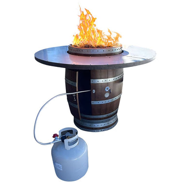 Wine Barrel Dude Extended Barrel 46-Inch Wooden Gas Fire Pit Table