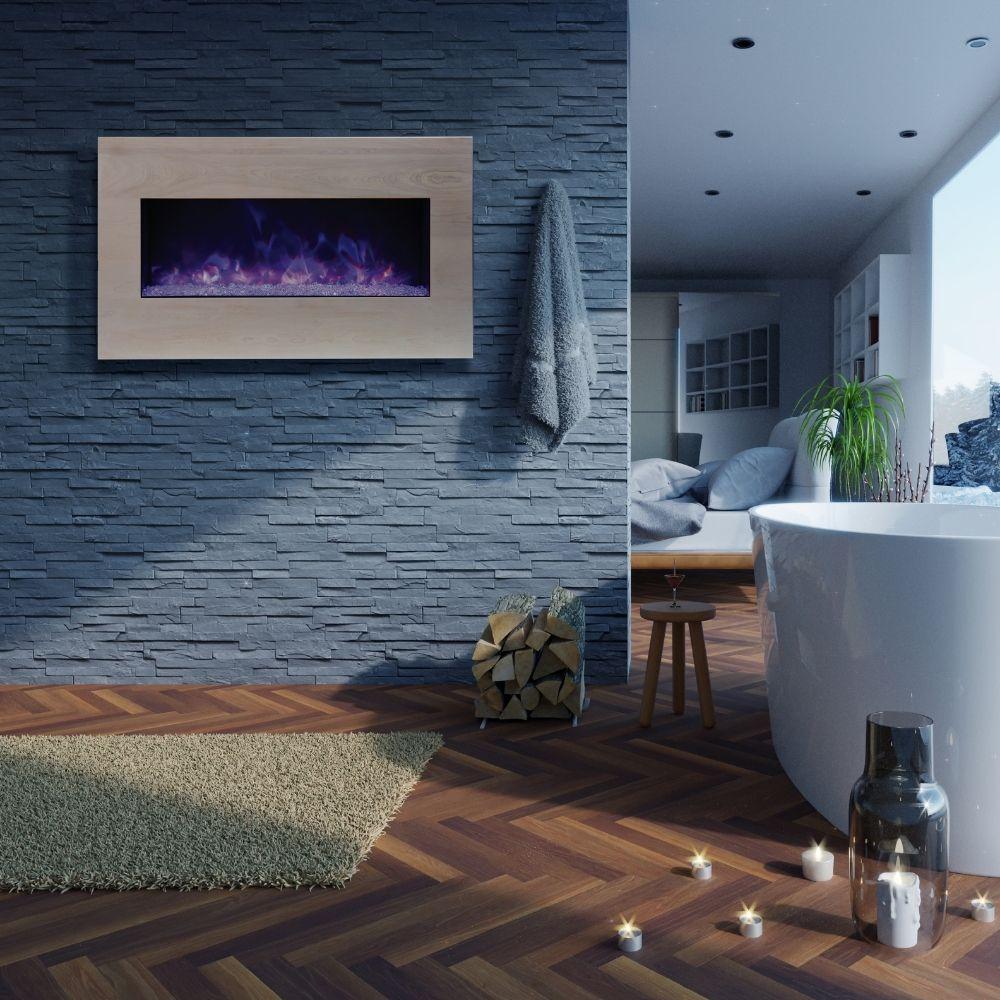 Amantii Panorama XS 40″ Built-in Indoor /Outdoor Electric Fireplace in Bathroom