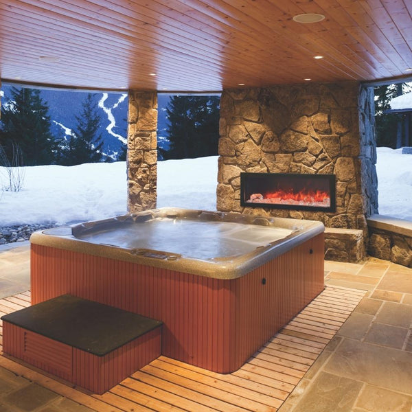 Amantii Panorama SLIM 40″ Electric Fireplace Outdoor with Jacuzzi Tub