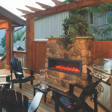 Amantii Panorama SLIM 60-Inch Built-in Indoor/Outdoor Electric Fireplace (BI-60-SLIM) and Ambient Canopy lighting