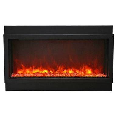 Amantii Panorama DEEP 40-Inch Built-in Indoor/Outdoor Electric Fireplace (BI-40-DEEP) with Orange Flame and  Black Steel Surround