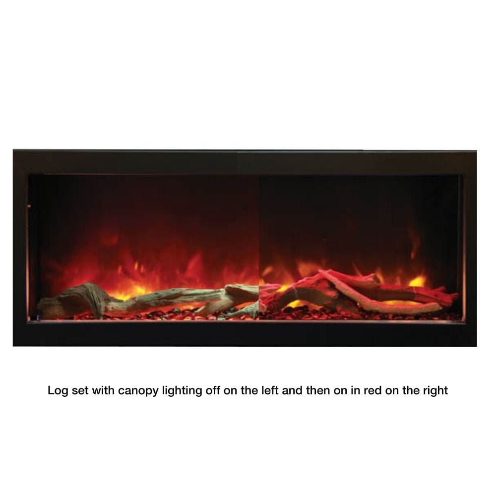 amantii panorama deep 60-inch electric fireplace with large glass nuggets and black steel surround