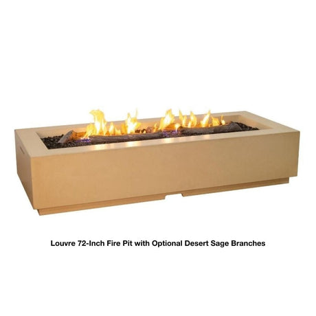 American Fyre Designs Louvre 72-Inch Rectangular Gas Fire Pit with Optional Desert Sage Branches