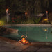 Anywhere Fireplace 65-Inch Tall Cylindrical Stainless Steel Torches Around Pool