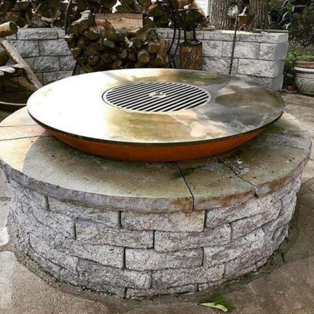 Custom Fire Pit/Grill with Arteflame Classic 11-inch Tall Corten Steel Fire Bowl