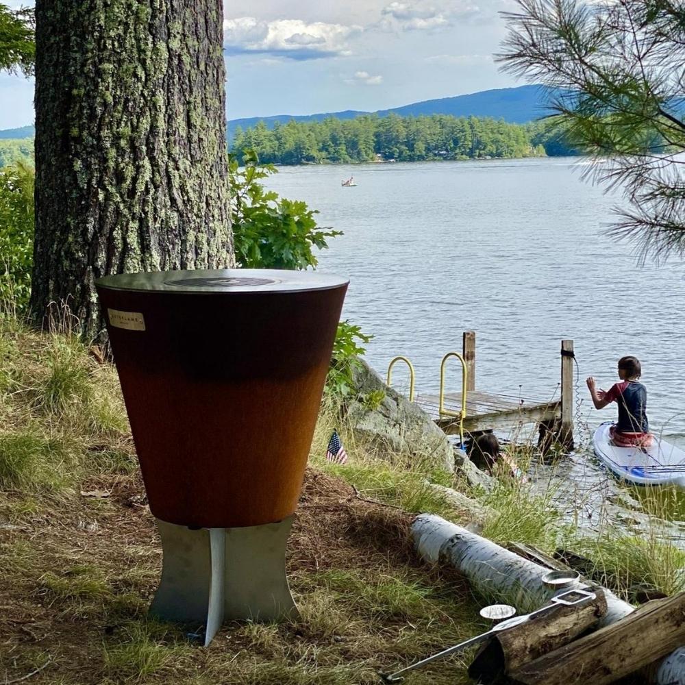 Arteflame One Series 20" Corten Steel Fire Pit with Cooktop and Optional Grill Stand