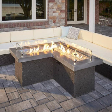 L-Shaped Fire Pit with Krystallo Diamond Reflective Fire Glass