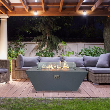 Athena Olympus Rectangular Concrete Gas Fire Pit Table in Charcoal