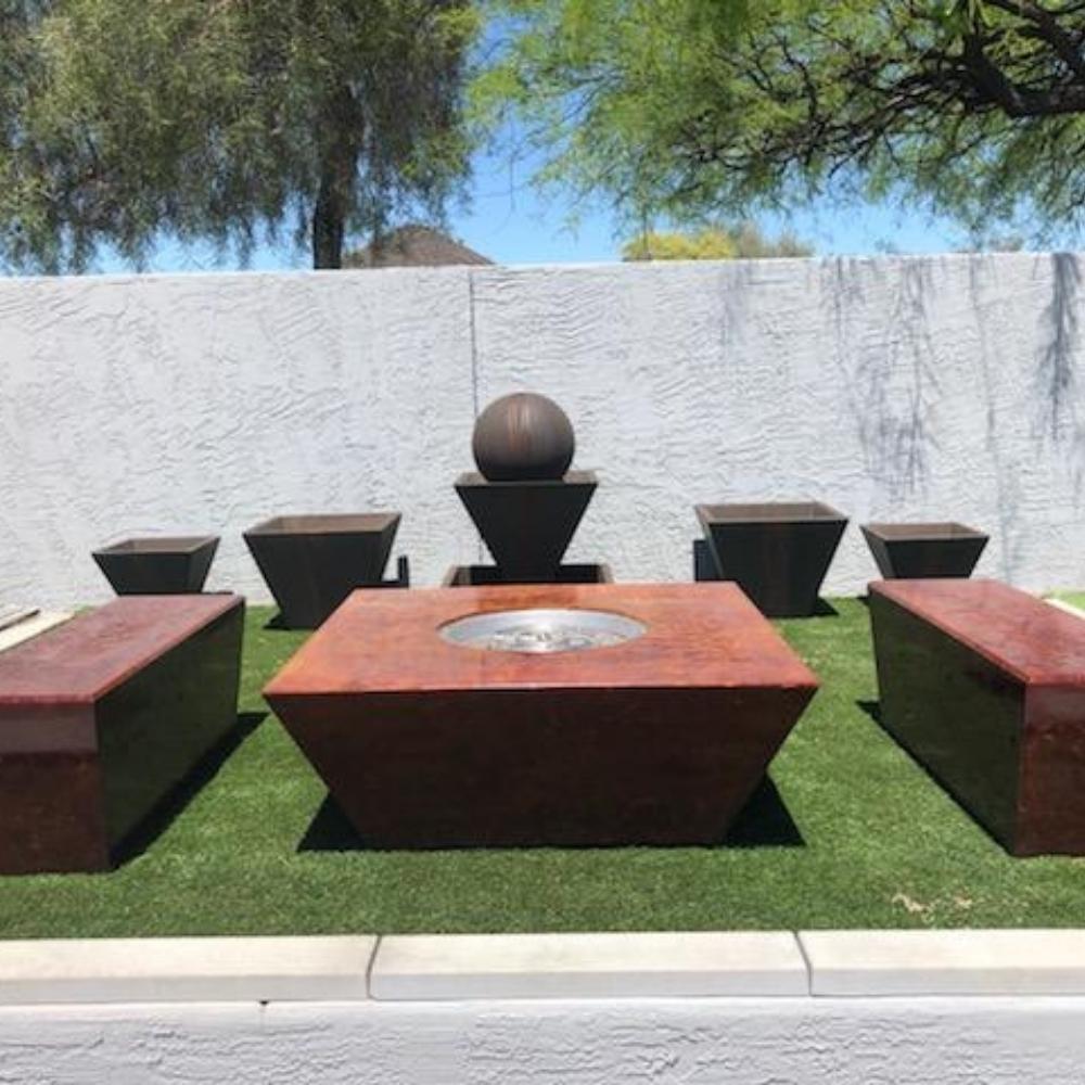 Athena Olympus Square Concrete Gas Fire Pit Table in Rust