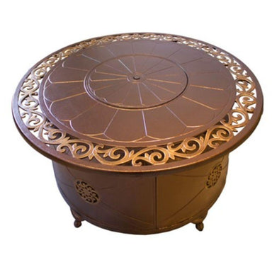 AZ Patio Heaters Elegant Bronze 48" Round LP Fire Pit Table (F-1201-FPT) with Burner Cover