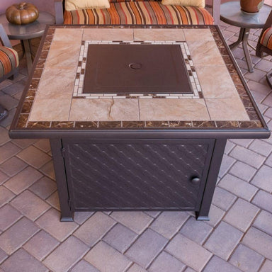AZ Patio Heaters Marble Tile 40" Square Gas Fire Pit Table (GFT-51030A) in Patio setting