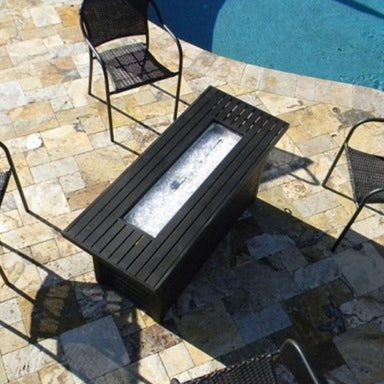 AZ Patio Heaters Black Mocha 54" Rectangular Gas Fire Pit Table Top View