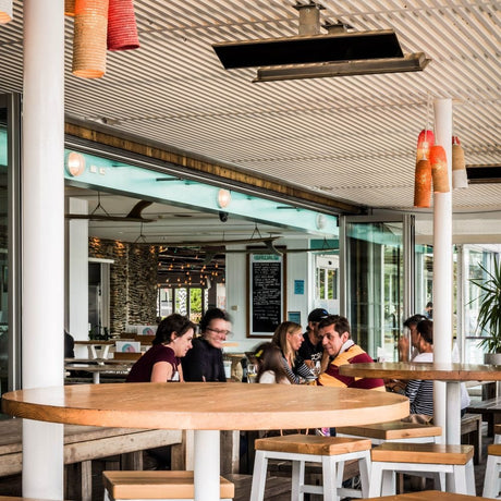 Bromic Platinum Smart-Heat Electric Heater ceiling mounted at a restaurant