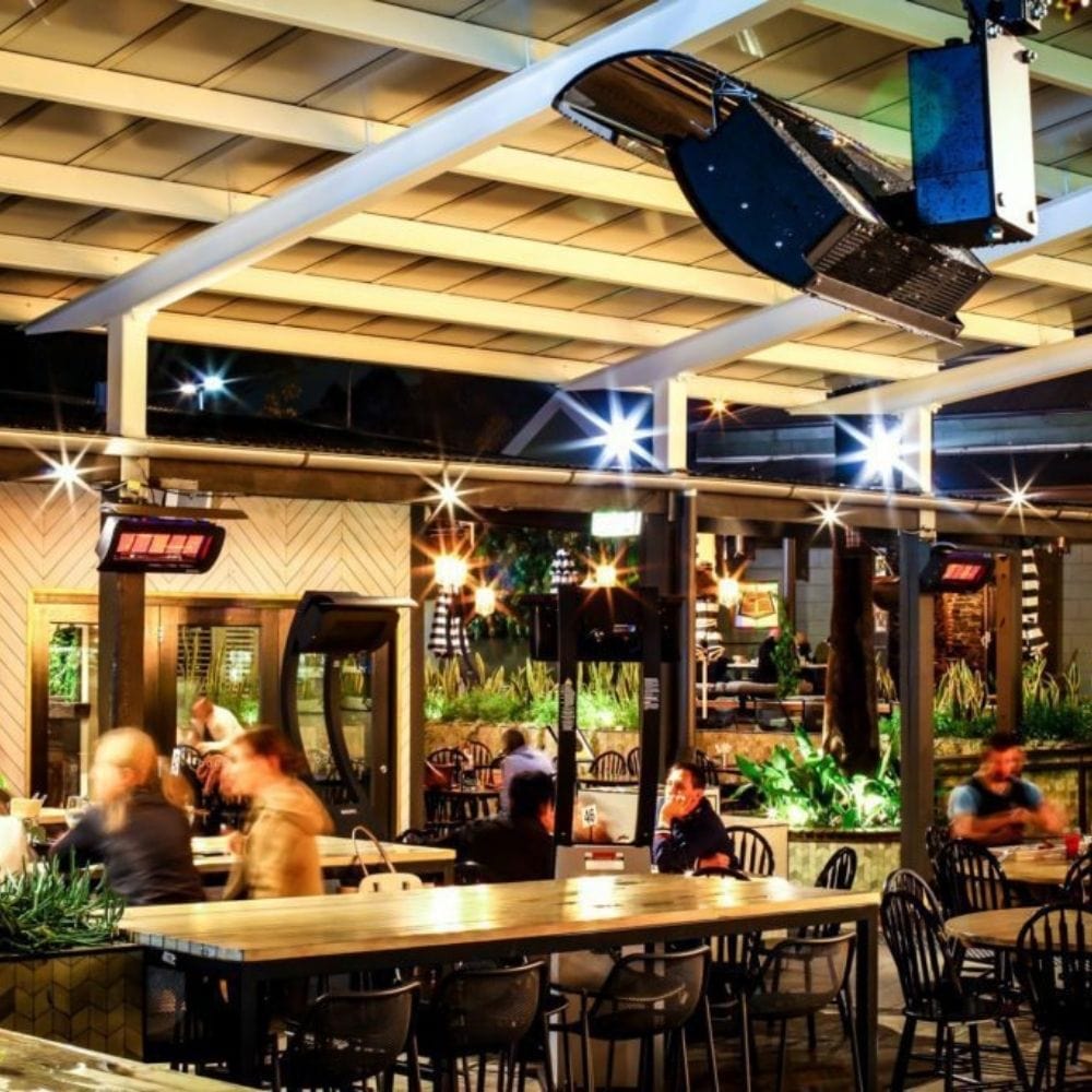 Bromic Tungsten Smart-Heat Gas Heaters in Al Fresco Dining Area