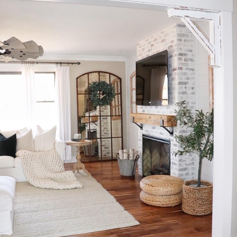 Dimplex Revillusion™ 24-Inch Built-in Electric Firebox in All White Living Room