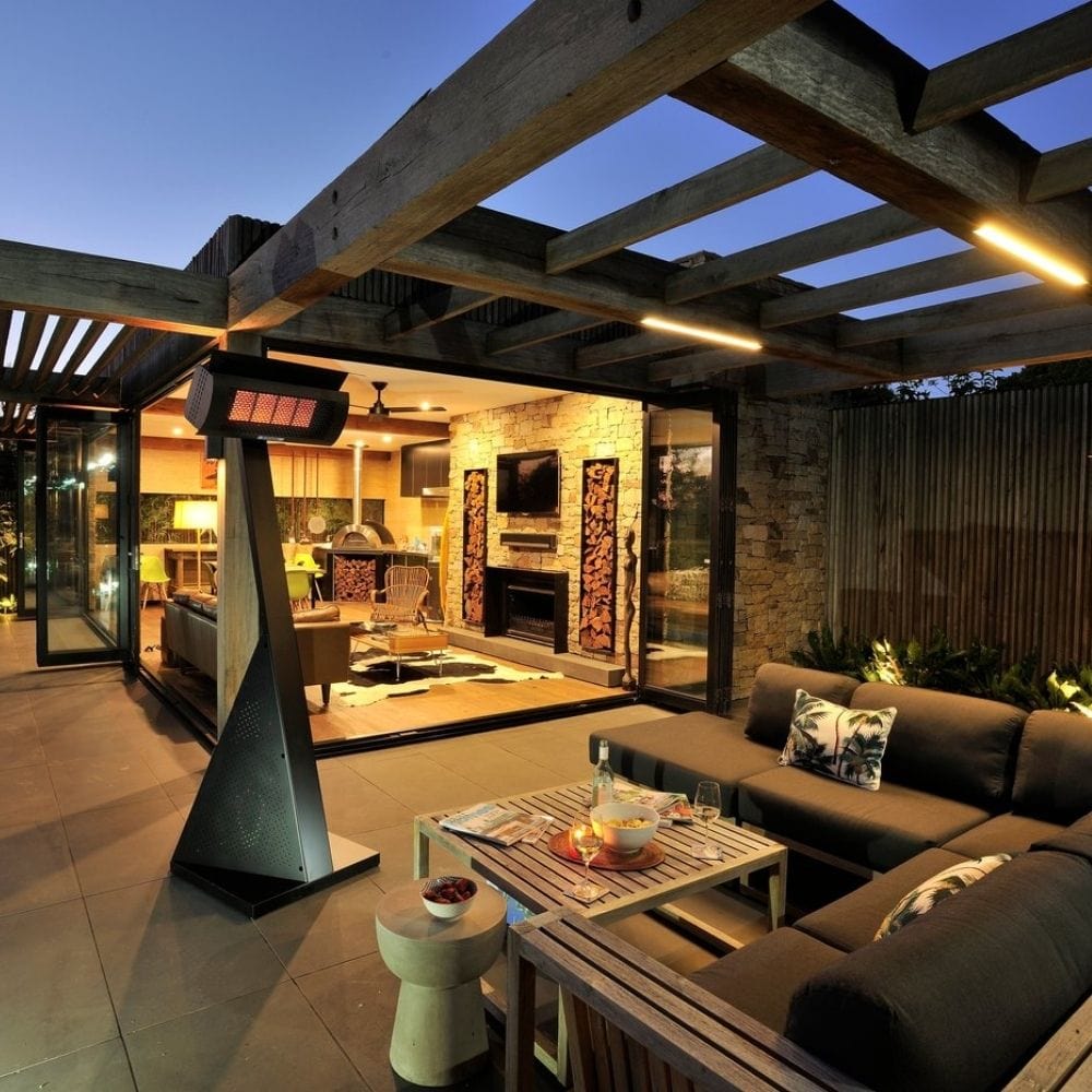 Dimplex Portable Outdoor Infrared Propane Heater (DGR32PLP) in Patio Setting