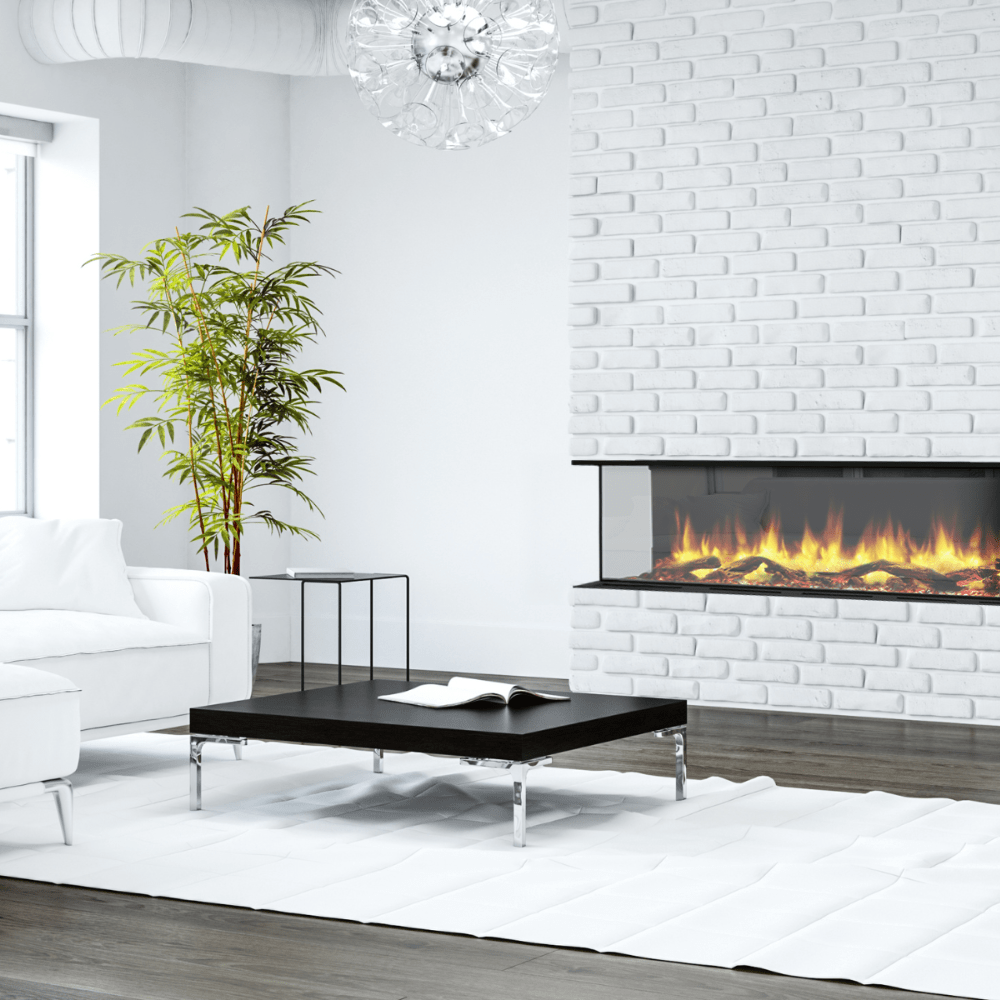 Dynasty Melody Smart Electric Fireplace White Minimalist Room