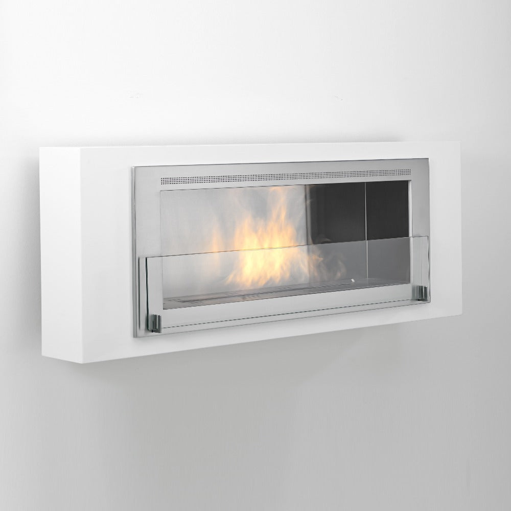 Eco-Feu Santa Lucia - 54" UL Listed Wall Mounted / Built-in Ethanol Fireplace in White