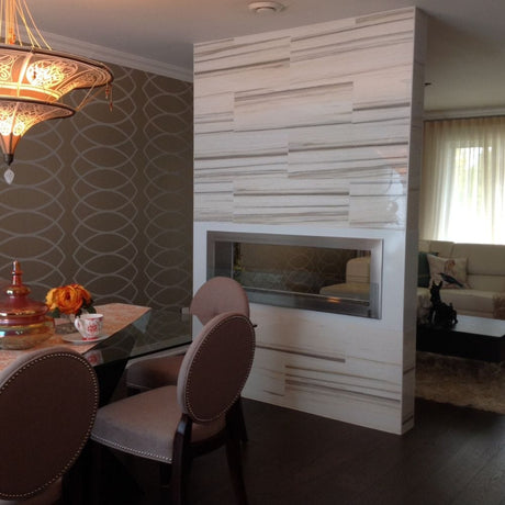 Eco-Feu Santa Cruz 63-Inch See-Through Ethanol Fireplace on Dividing Wall