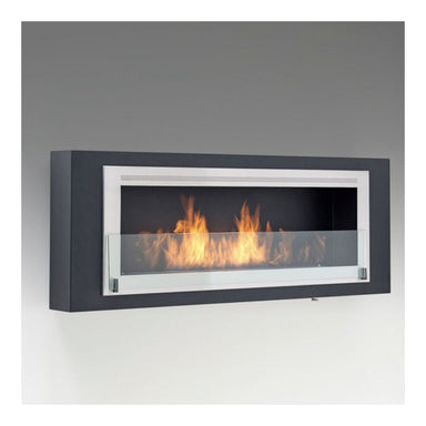 Eco-Feu Santa Cruz 63-Inch Wall Mounted/Built-in Ethanol Fireplace in Black