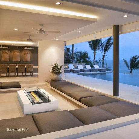 Cosmo 50 Rectangular Fire Pit Table in Pool Area