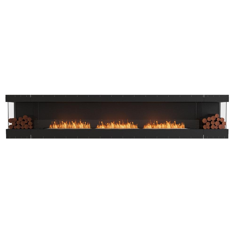EcoSmart Fire Flex Bay 158" 3-Sided Built-in Ethanol Firebox with Decorative Boxes Both Sides