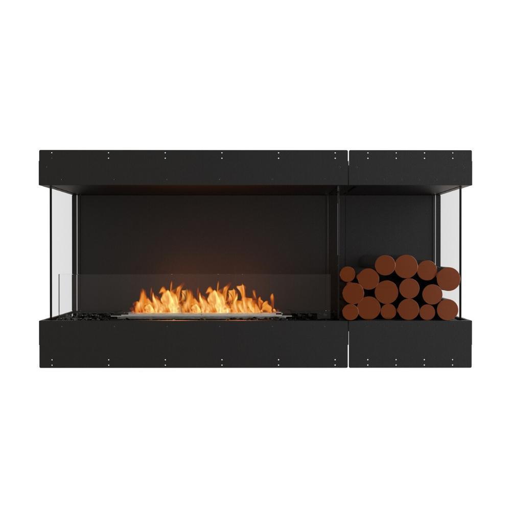 EcoSmart Fire Flex Bay 60" 3-Sided Built-in Ethanol Firebox with Right Side Decorative Box