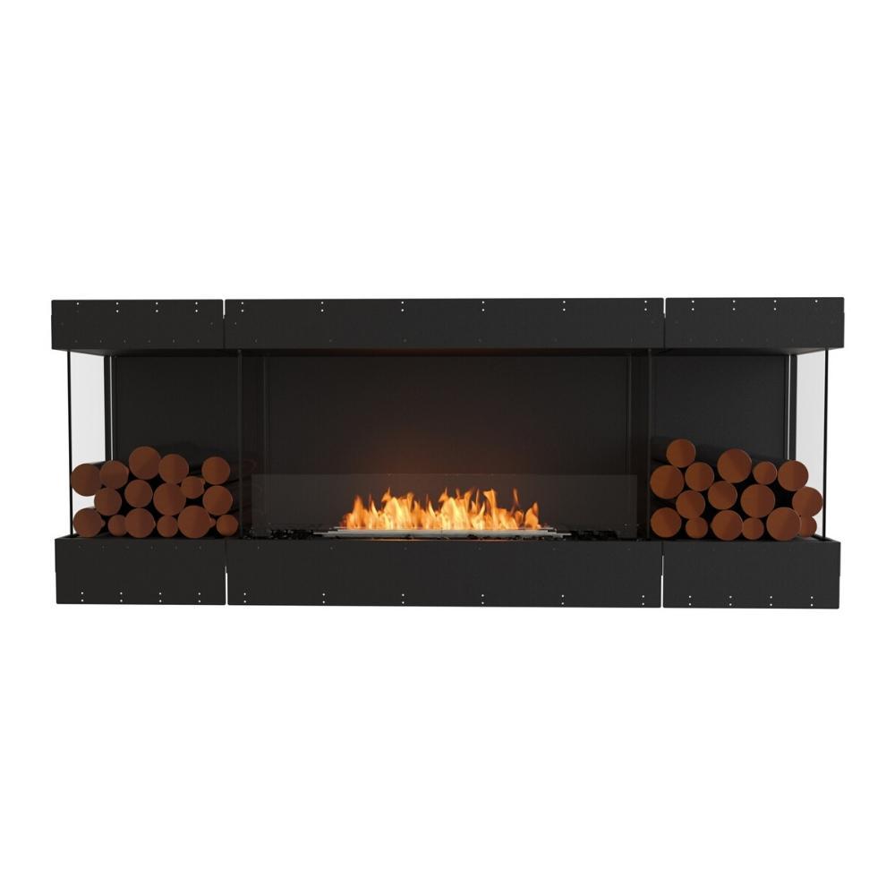 EcoSmart Fire Flex Bay 81" 3-Sided Built-in Ethanol Firebox with Decorative Boxes Both Sides