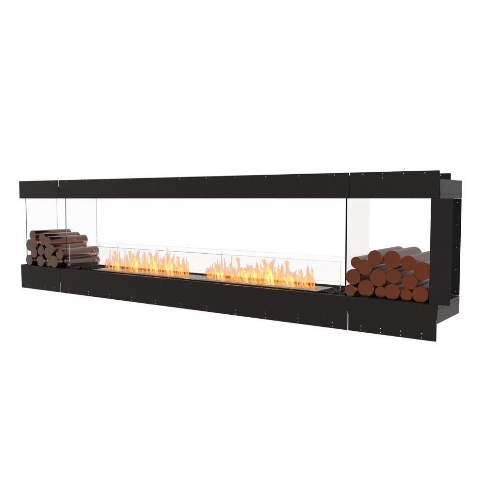 EcoSmart Fire Flex Peninsula 124" Built-in 3-Sided Ethanol Firebox with Decorative Boxes Both Sides