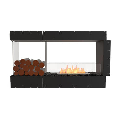 EcoSmart Fire Flex Peninsula 52" Built-in 3-Sided Ethanol Firebox with Left Side Decorative Box