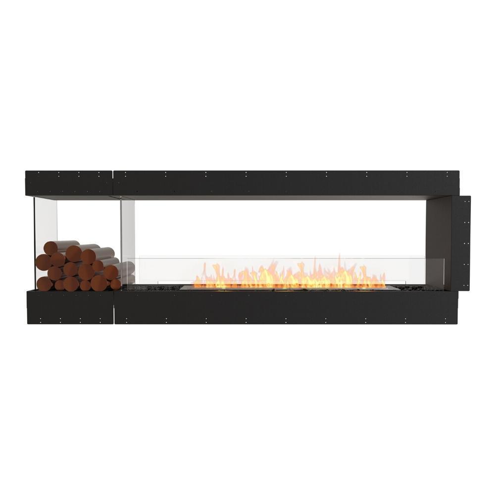 EcoSmart Fire Flex Peninsula 88" Built-in 3-Sided Ethanol Firebox with Left Decorative Box