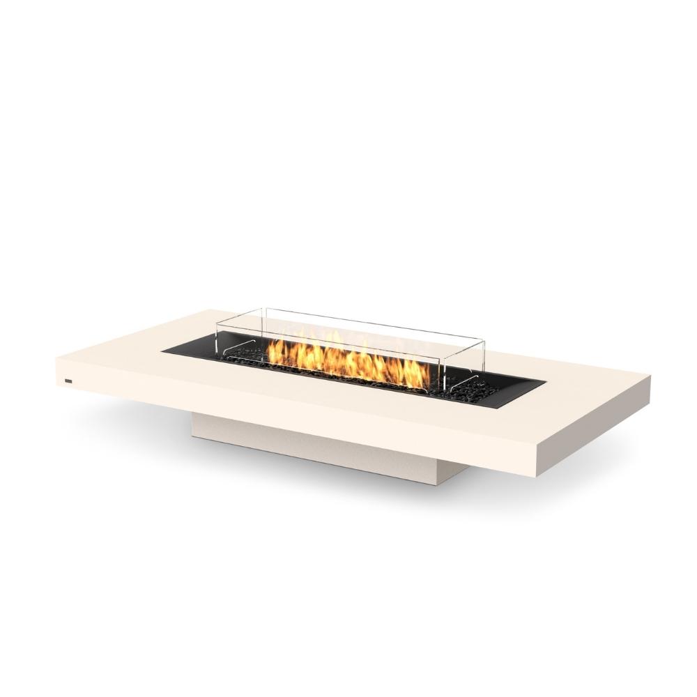 EcoSmart Fire Gin 90 Low 52" Rectangular Concrete Fire Pit Table in Bone