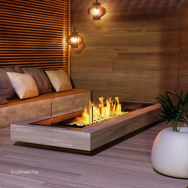 EcoSmart Fire Linear Curved 65" Indoor/Outdoor Fire Pit Kit Lifestyle