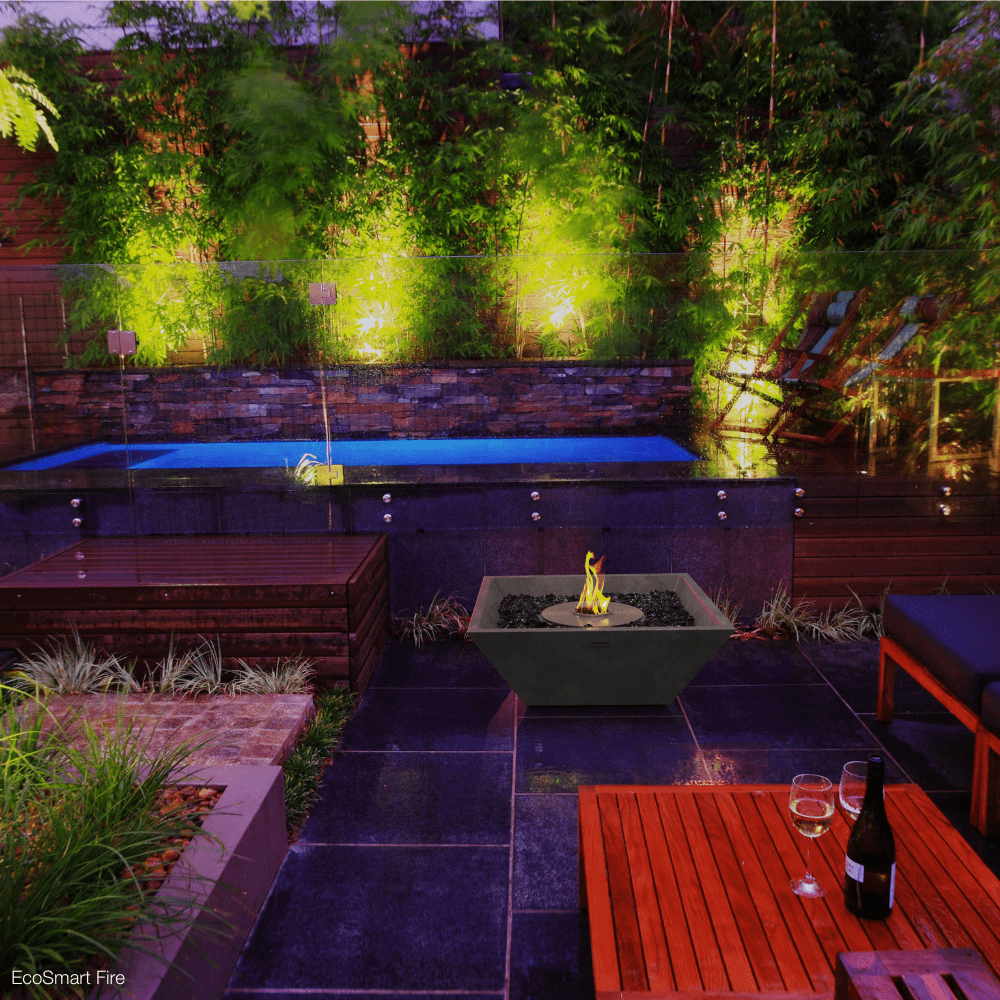 EcoSmart Fire Nova 600 24" Square Ethanol Fire Bowl In the Pool Area