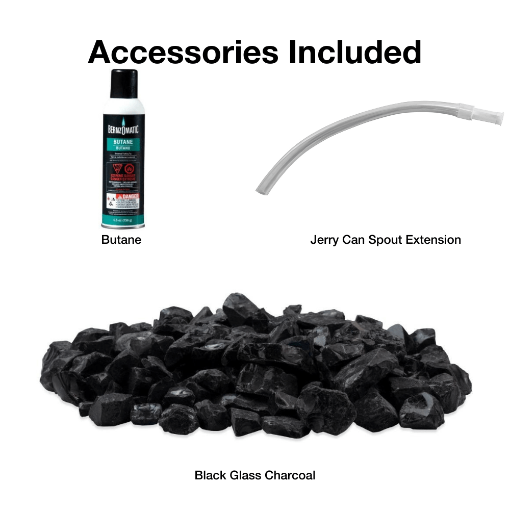 Butane Jerry Can Spout Extension Black Glass Charcoal Included In EcoSmart Fire Nova