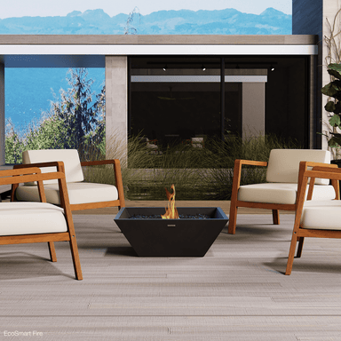 EcoSmart Fire Nova 600 24" Square Ethanol Fire Bowl Placed Outdoors