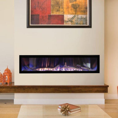 Empire Boulevard 60-Inch Linear Vent-Free Gas Fireplace Beneath Artwork