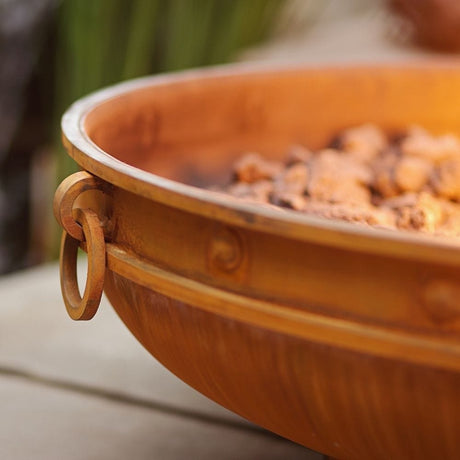 Fire Pit Art Emperor 37-Inch Handcrafted Carbon Steel Gas Fire Pit Close Up