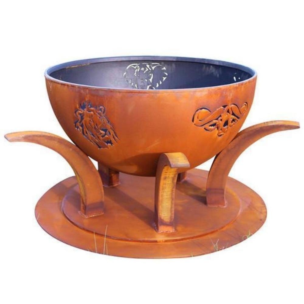 Fire Pit Art Africa's Big Five - 41" Unique Handcrafted Carbon Steel Fire Pit (BIG5)