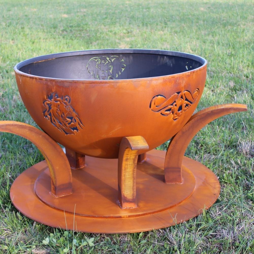 Empty Fire Pit Art Africa's Big Five - 41" Unique Handcrafted Carbon Steel Fire Pit