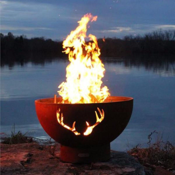 Fire Pit Art Antlers - 36" Unique Handcrafted Carbon Steel Fire Pit (ANTLERS)