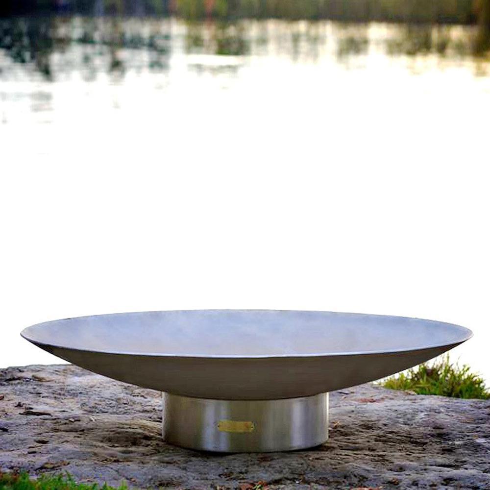 Fire Pit Art Bella Vita 70-Inch Handcrafted Stainless Steel Gas Fire Pit by the Water