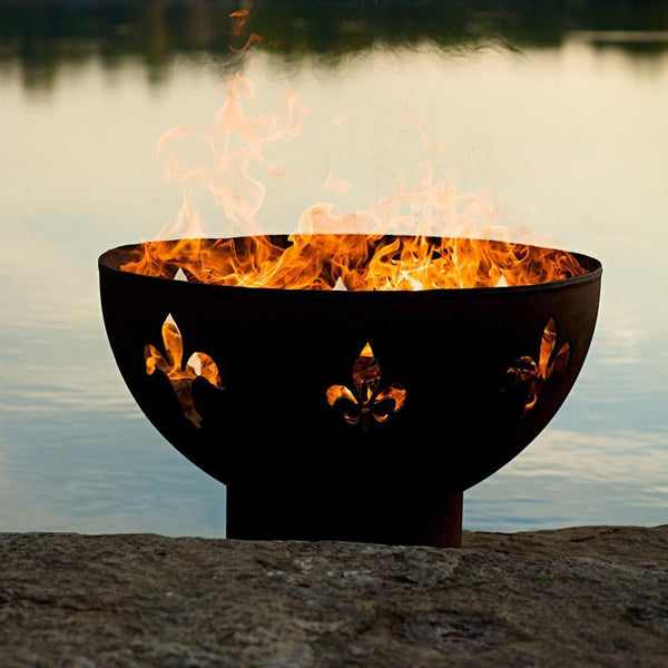 Fire Pit Art Fleur De Lis - 36" Handcrafted Carbon Steel Gas Fire Pit