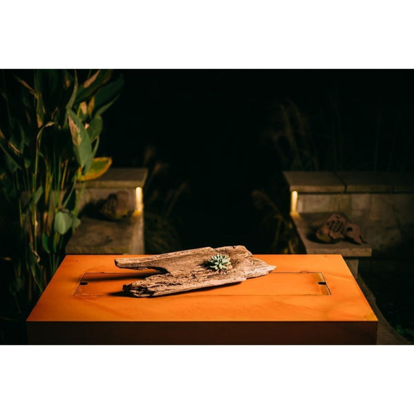 Fire Pit Art Linear - 36" Handcrafted Carbon Steel Gas Fire Pit with Burner Cover