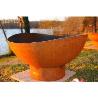 Wood Burning Fire Pit - Fire Pit Art Scallops - 36" Steel Fire Pit In A Landscape Scenery