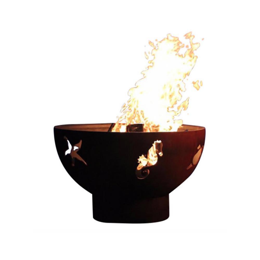 Fire Pit Art Sea Creatures - 36" Handcrafted Carbon Steel Gas Fire Pit