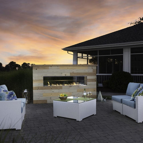 firegear kalea bay vent free outdoor gas fireplace in wide outdoor space